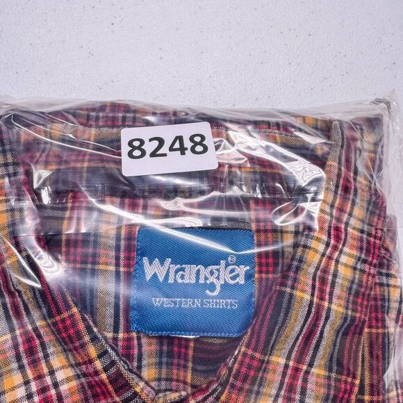 Wrangler Western Shirt Mens XXL Red Black‎ Plaid Cowboy Pearl Snap Farm Ranch - Picture 13 of 13